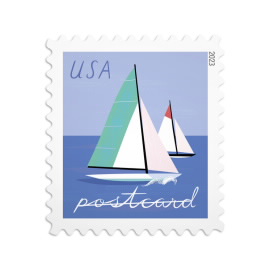 Sailboats Postcard Stamps(100 Stamps 5 Sheets)